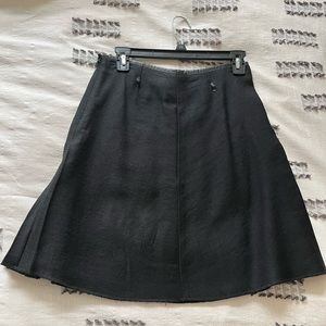 Black coach skirt with leather trim